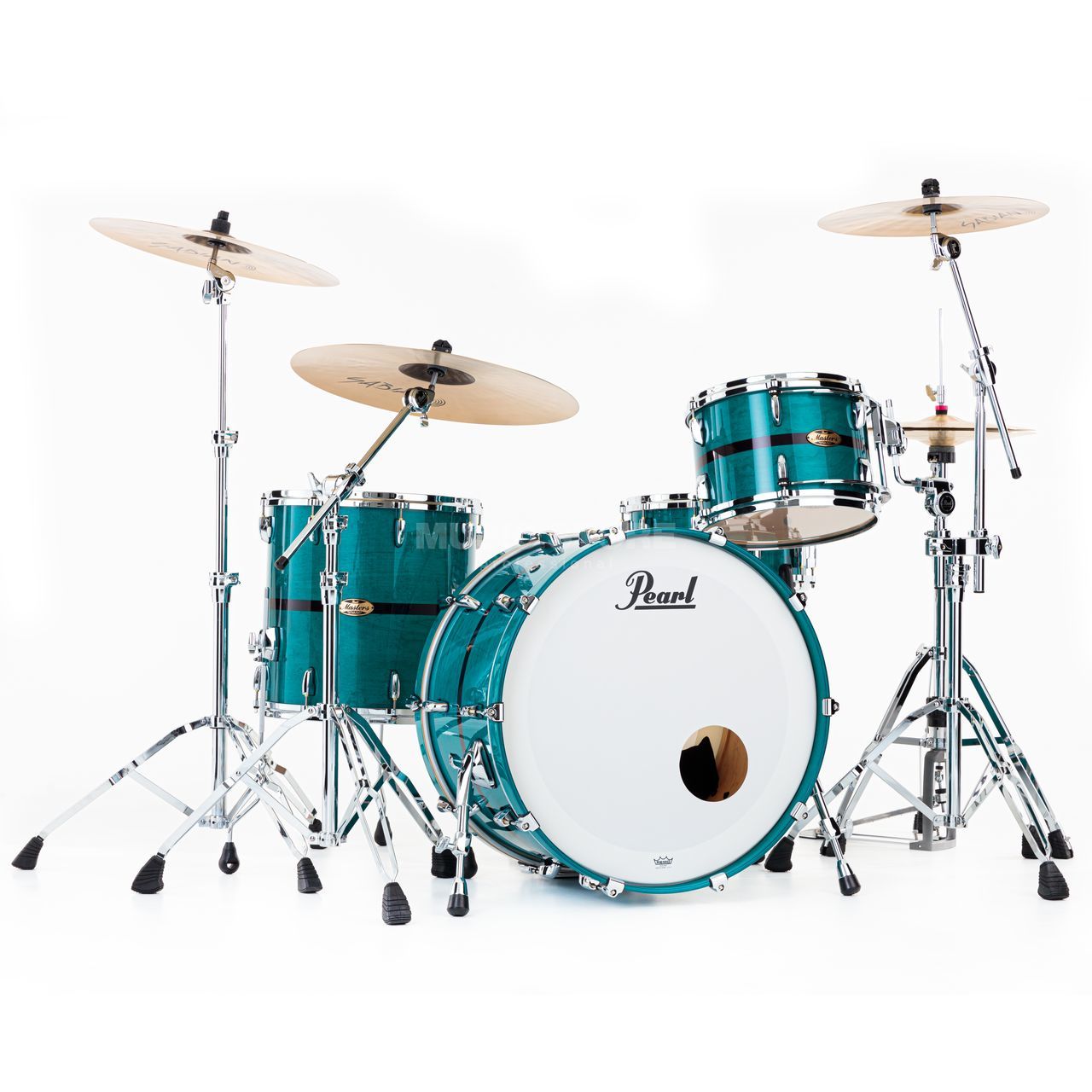 pearl-mp4c943xp-l-c850-masters-maple-pure-aqua-turquoise-stripe_1_DRU0042470-000 Pearl Drum set Masters - Image 1